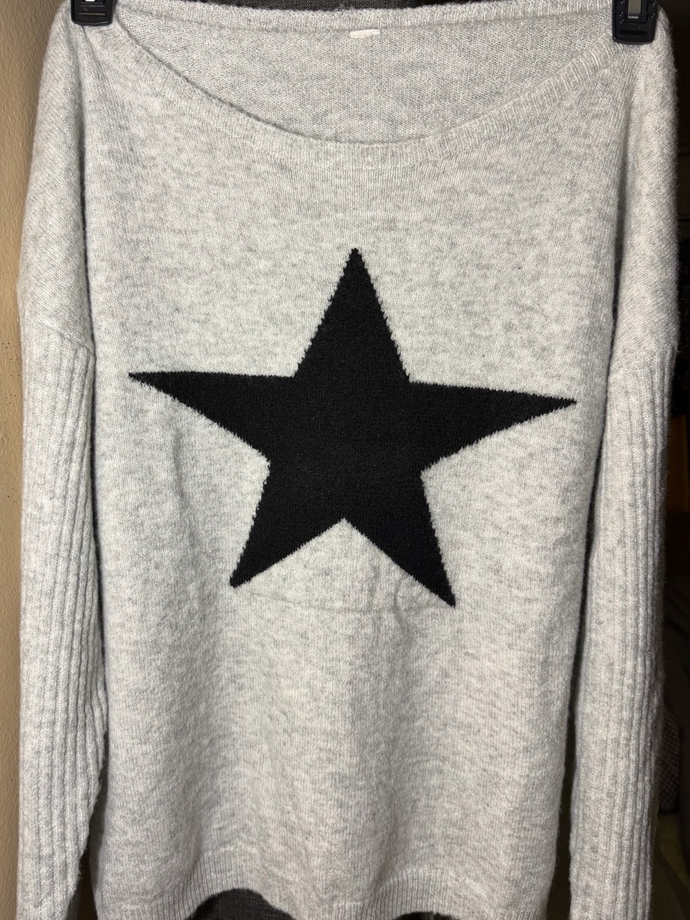 Gray Star-Front Women's Sweater - Soft Knit